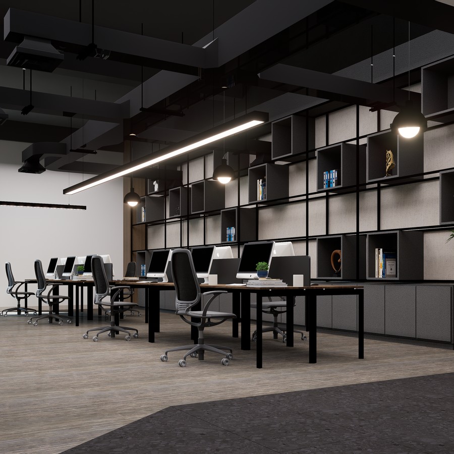 Professional workplace portrait session in modern office environment